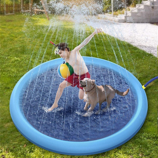 LAURENJAY Splash Pad for Dogs Kids,51" Anti-Slip Dog Pool Dog Splash Pad Doggie Pool,Thicken Sprinkler Pool Summer Outdoor Water Toys Backyard Fountain Play Mat For Pet Dog Cat