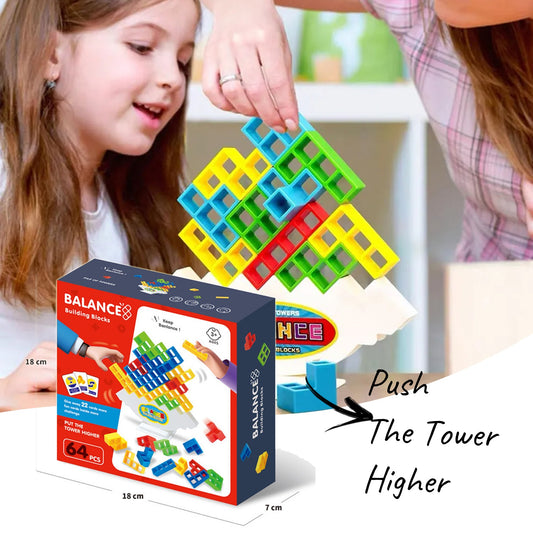 Balance Stacking Tower Blocks Game for Kids and Adults | Family-Friendly Party Game | Travel-Friendly Puzzle Game