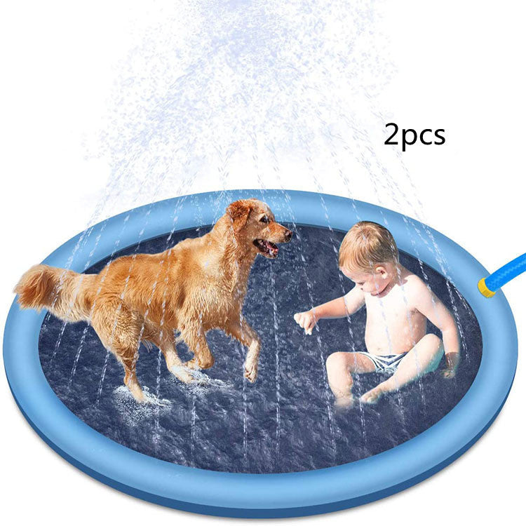 LAURENJAY Splash Pad for Dogs Kids,51" Anti-Slip Dog Pool Dog Splash Pad Doggie Pool,Thicken Sprinkler Pool Summer Outdoor Water Toys Backyard Fountain Play Mat For Pet Dog Cat