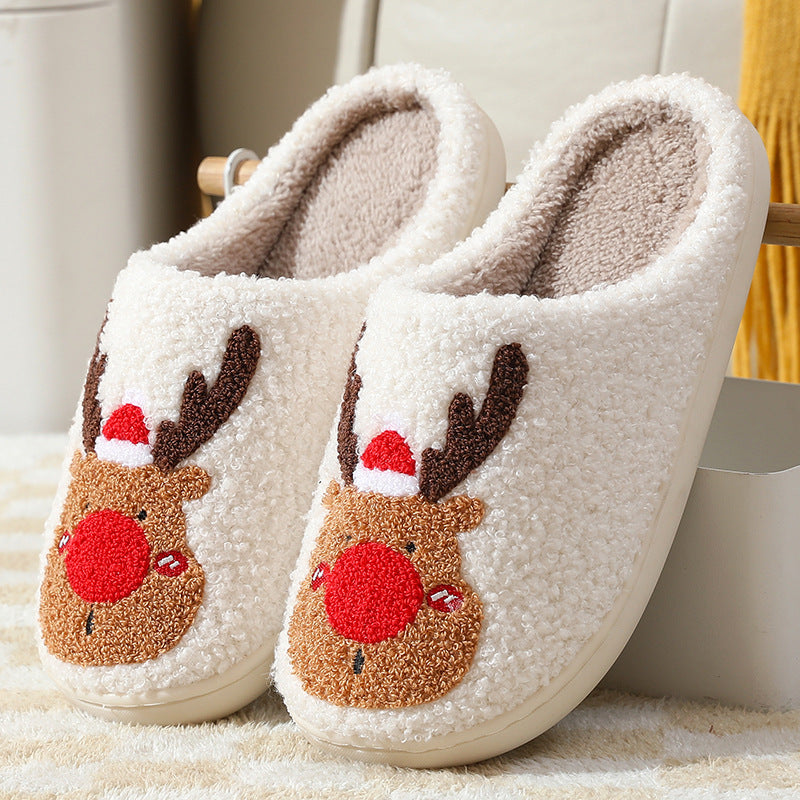 Christmas Elk Slippers - Soft, Cozy, and Festive