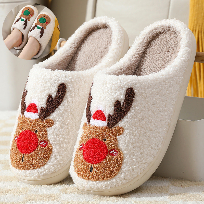 Christmas Elk Slippers - Soft, Cozy, and Festive