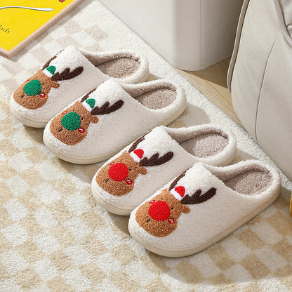 Christmas Elk Slippers - Soft, Cozy, and Festive