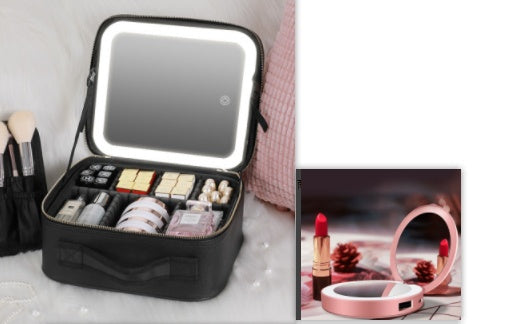 LED Makeup Bag with Mirror: Lighted Cosmetic Organizer, 3 Colour Modes, Adjustable Dividers, Portable & Waterproof