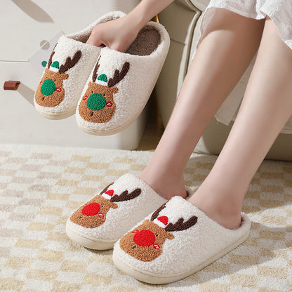 Christmas Elk Slippers - Soft, Cozy, and Festive