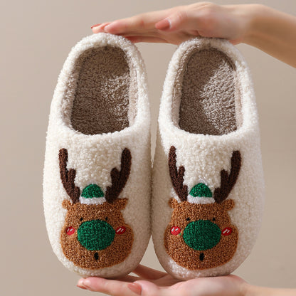 Christmas Elk Slippers - Soft, Cozy, and Festive