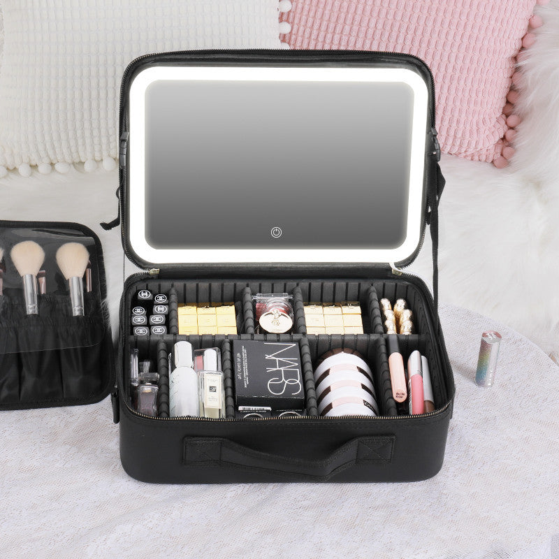 LED Makeup Bag with Mirror: Lighted Cosmetic Organizer, 3 Colour Modes, Adjustable Dividers, Portable & Waterproof