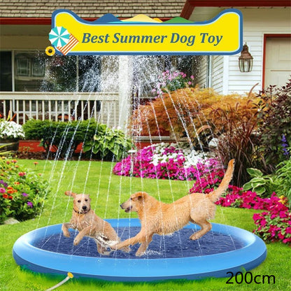 LAURENJAY Splash Pad for Dogs Kids,51" Anti-Slip Dog Pool Dog Splash Pad Doggie Pool,Thicken Sprinkler Pool Summer Outdoor Water Toys Backyard Fountain Play Mat For Pet Dog Cat