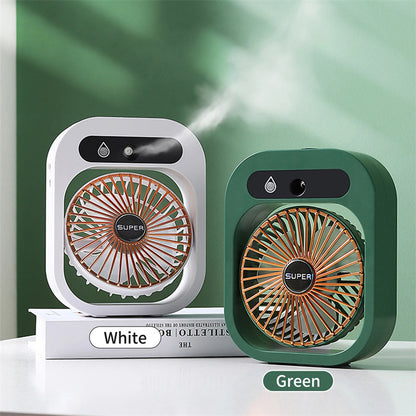 LAURENJAY 3-Speed Portable Misting Fan, Humidifier  & Cooler: USB Rechargeable Desk Fan, UK Plug