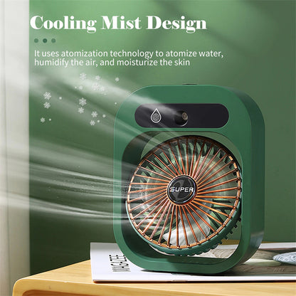 LAURENJAY 3-Speed Portable Misting Fan, Humidifier  & Cooler: USB Rechargeable Desk Fan, UK Plug