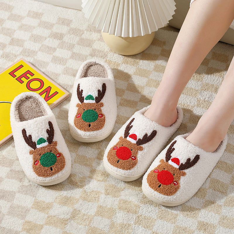 Christmas Elk Slippers - Soft, Cozy, and Festive