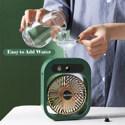 LAURENJAY 3-Speed Portable Misting Fan, Humidifier  & Cooler: USB Rechargeable Desk Fan, UK Plug