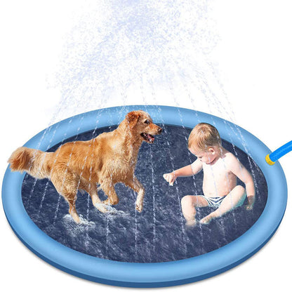 LAURENJAY Splash Pad for Dogs Kids,51" Anti-Slip Dog Pool Dog Splash Pad Doggie Pool,Thicken Sprinkler Pool Summer Outdoor Water Toys Backyard Fountain Play Mat For Pet Dog Cat