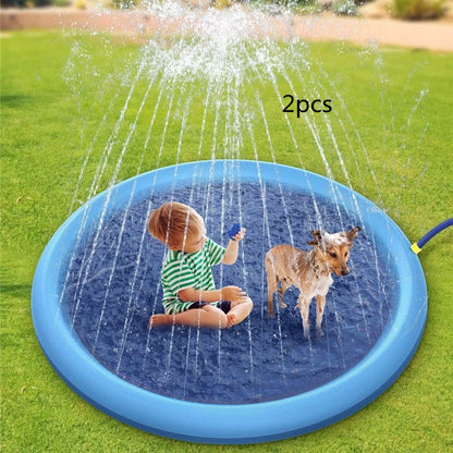 LAURENJAY Splash Pad for Dogs Kids,51" Anti-Slip Dog Pool Dog Splash Pad Doggie Pool,Thicken Sprinkler Pool Summer Outdoor Water Toys Backyard Fountain Play Mat For Pet Dog Cat