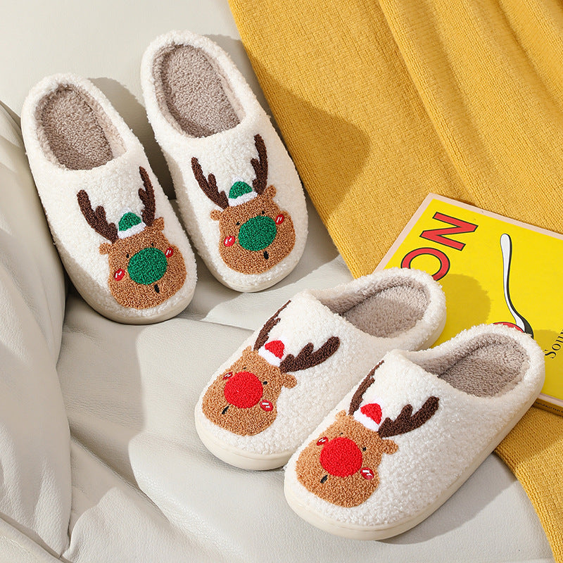 Christmas Elk Slippers - Soft, Cozy, and Festive