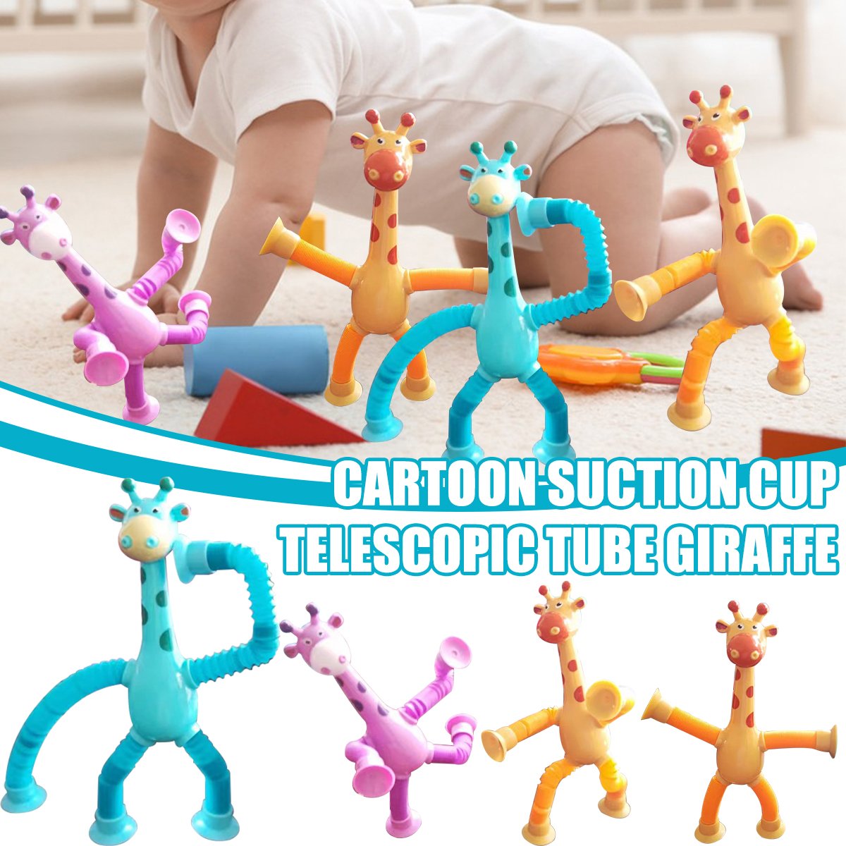 Giraffe Pop Tubes: Stretchable Sensory Fidget Toy for Kids and Adults