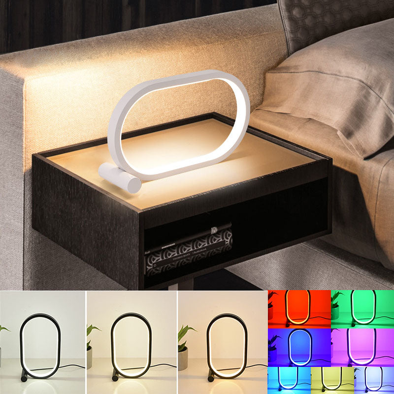 USB Plug-In Lamp - Touch Control, Dimmable, Oval Acrylic Design - Perfect for Bedside or Desk