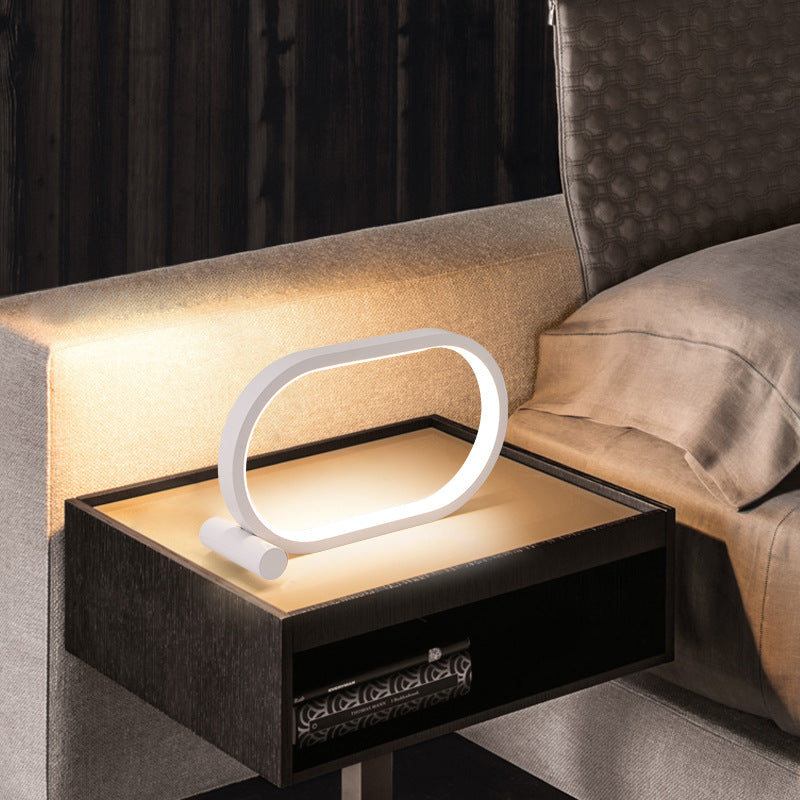 USB Plug-In Lamp - Touch Control, Dimmable, Oval Acrylic Design - Perfect for Bedside or Desk