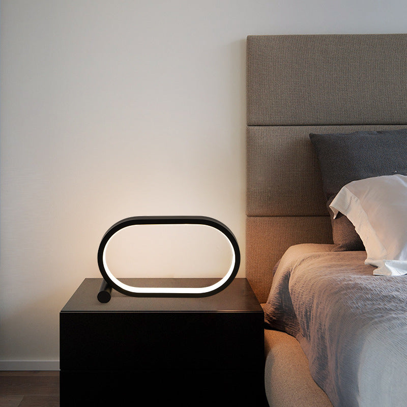 USB Plug-In Lamp - Touch Control, Dimmable, Oval Acrylic Design - Perfect for Bedside or Desk