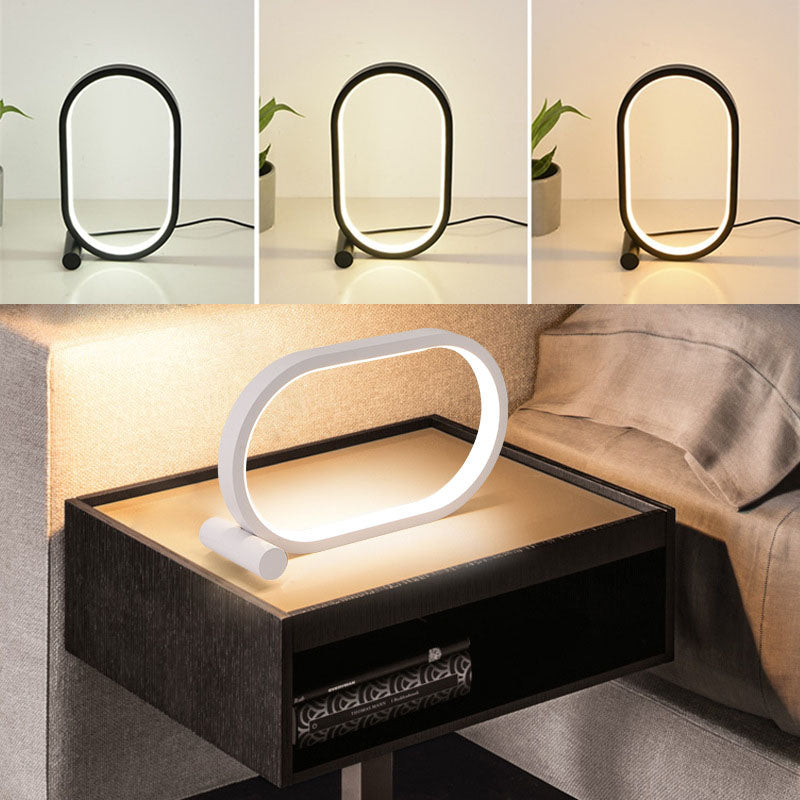 USB Plug-In Lamp - Touch Control, Dimmable, Oval Acrylic Design - Perfect for Bedside or Desk